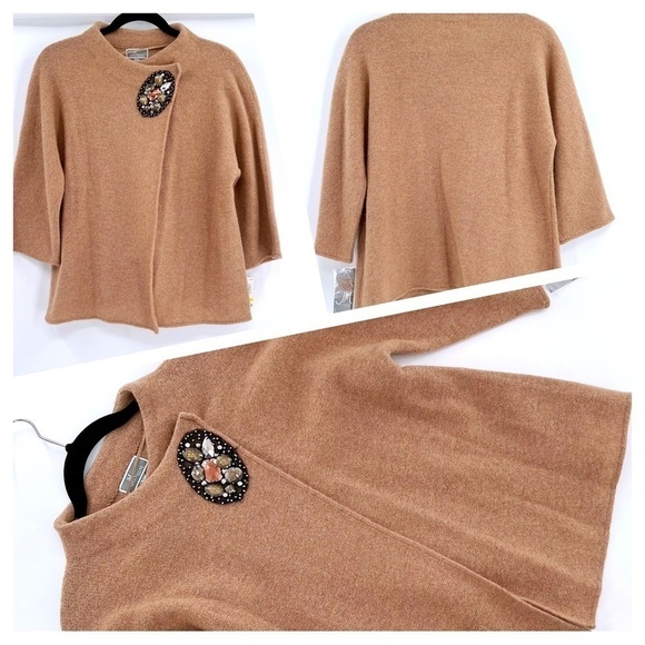 JM Collection Women's 100# wool 3/4 Sleeve Cardigan size M Petite - Picture 1 of 14